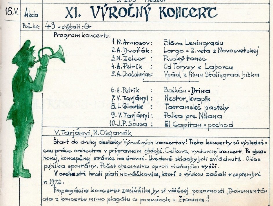 Program XI. výročného koncertu MDO ODPaM Prešov (PKO Prešov 16.máj 1973)