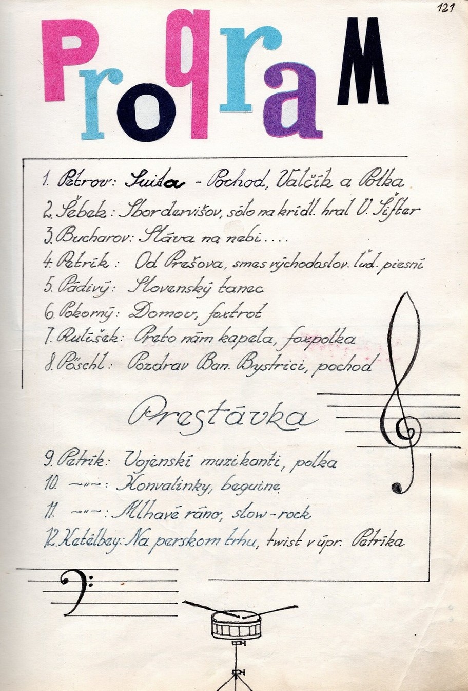 Program 3. verejného koncertu MDO ODPaM Prešov (PKO Prešov 24.apríl 1965)