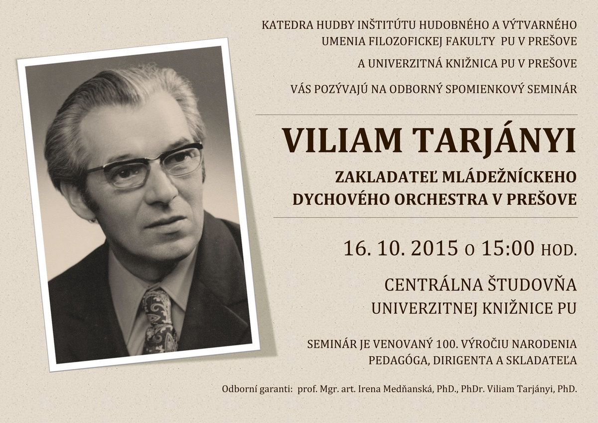 Odborný spomienkový seminár Viliam Tarjányi